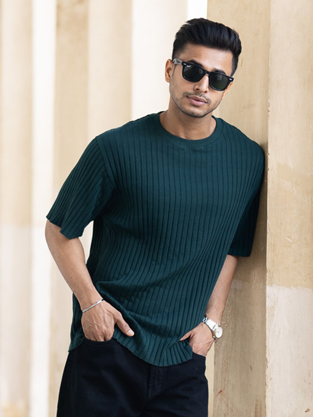 Powerlook Men Drop-Shoulder Sleeves Oversized T-shirt