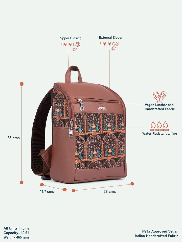 Zouk Unisex Royal Indian Peacock Motif Amalia Daypack