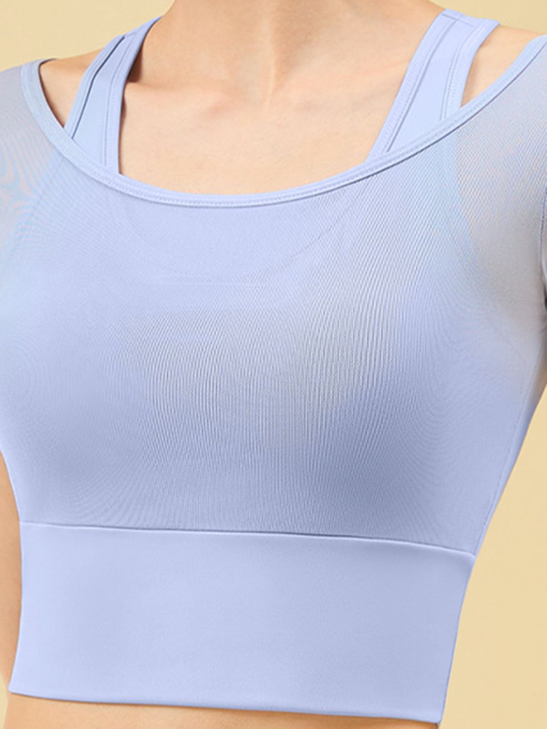 HRX by Hrithik Roshan Round Neck Short Sleeves Crop Top
