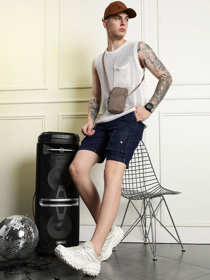 Eszett Men Baggy Seluar Denim Pertengahan Bertingkat Baggy