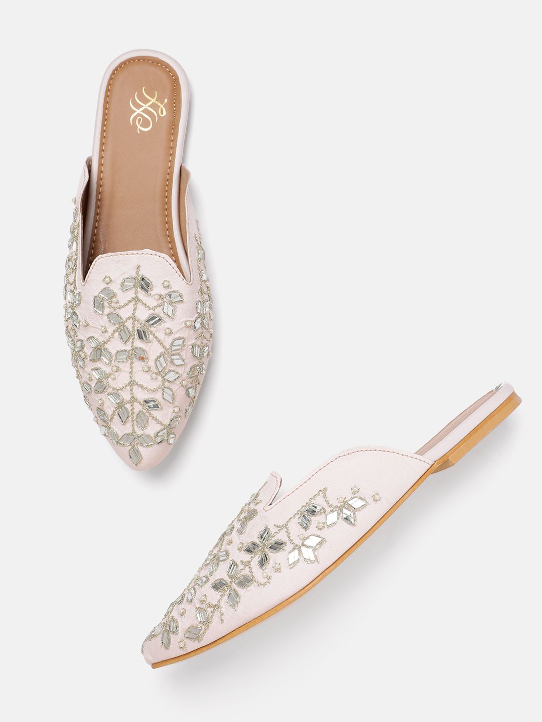 House of Pataudi Mirror Work Detailed Mules