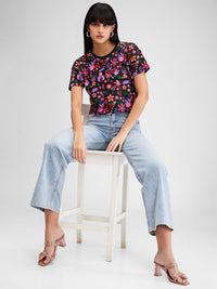 SPYKAR Women Floral Printed Tropical Pockets Boxy T-shirt