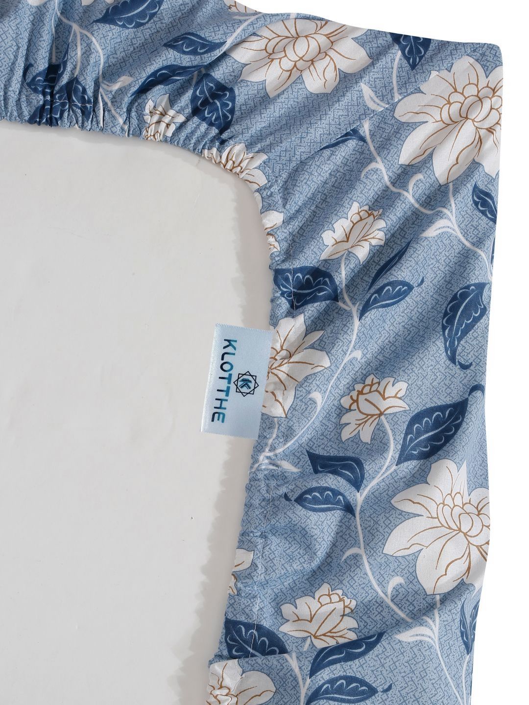 KLOTTHE Cetakan Biru 400 TC Kapas Tulen Katil Single Dilengkapi Cadar & 1 Sarung Bantal