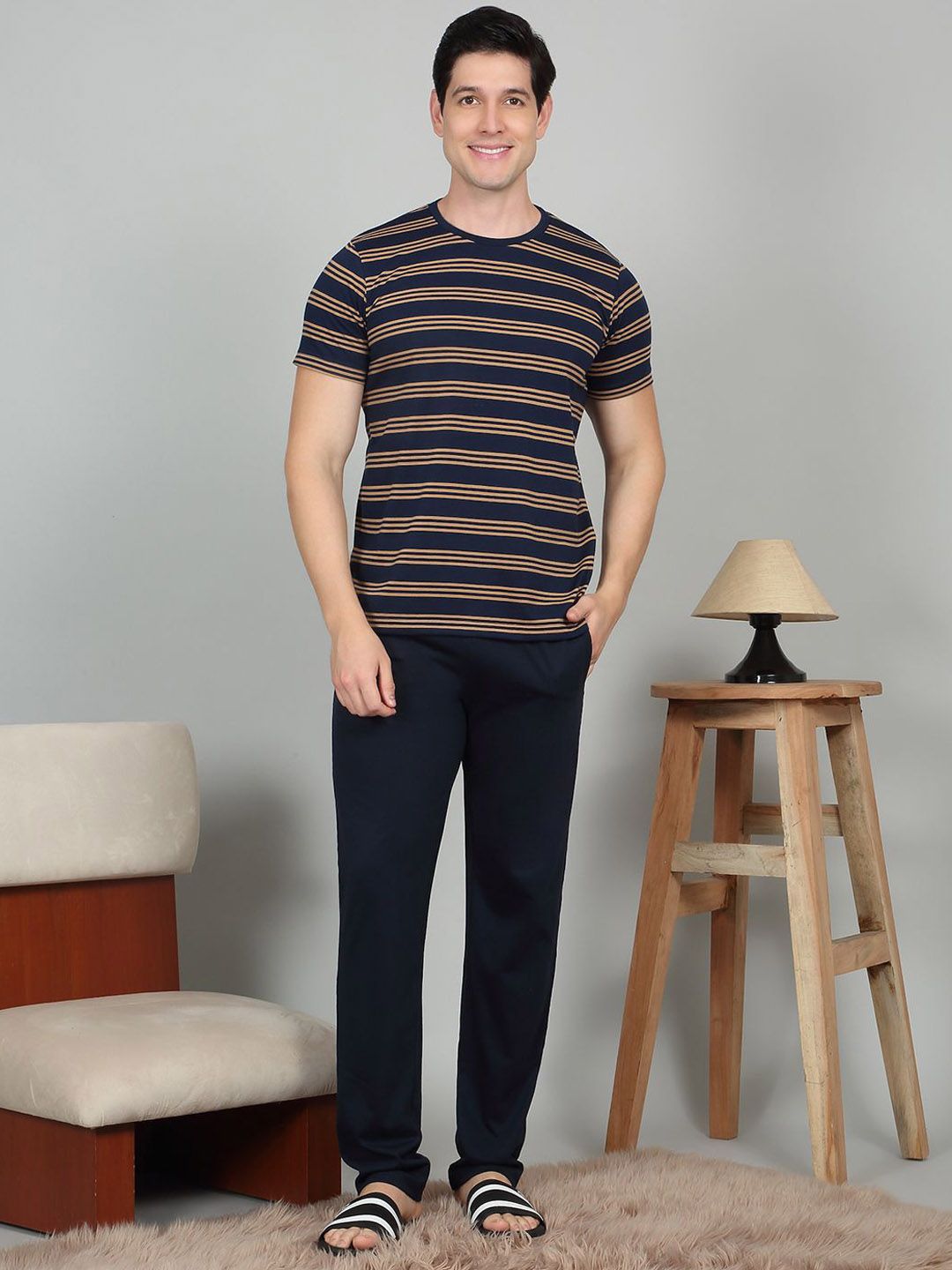 Sweet Dreams Men Striped Night suit
