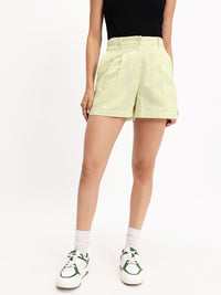 Dressberry Sage Green Hello Sunshine Pleated High-Rise Shorts