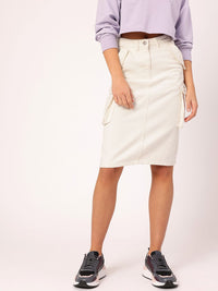 DressBerry City Chic Back Slit Cargo-Style Denim Skirt