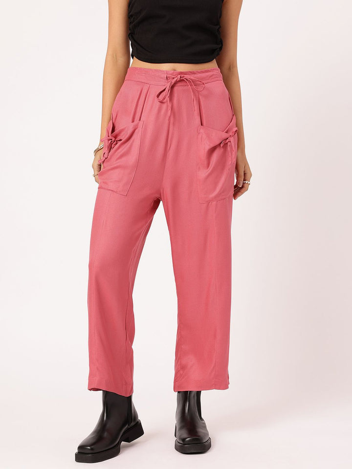 DressBerry Women Contemporary Comfort Relaxed Fit Trousers with Box Pockets