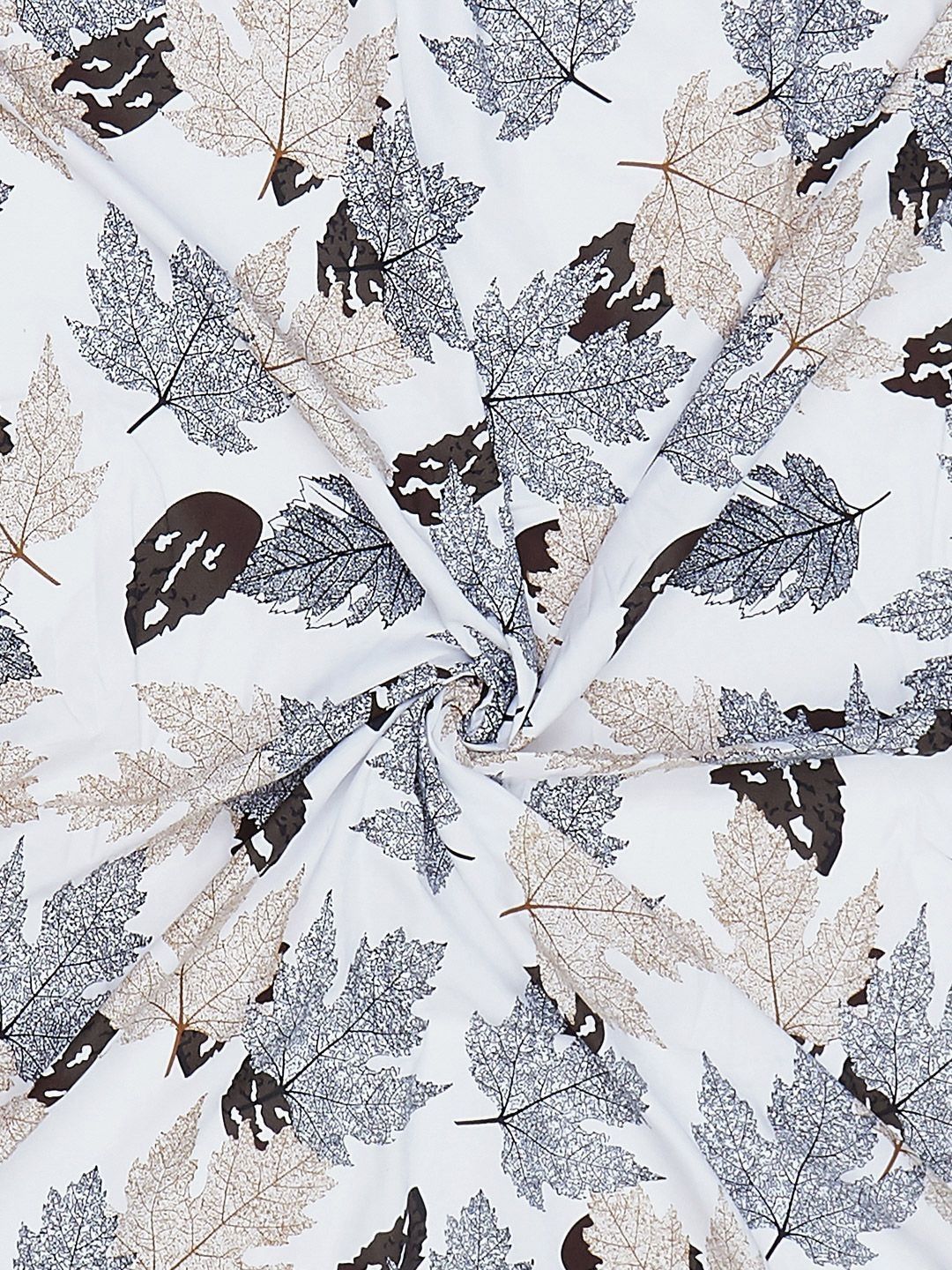 Monte Carlo Stanley White & Grey Printed 144 TC King Bedsheet Set 1.85 m x 1.95 m