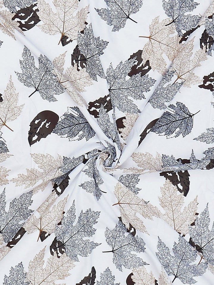 Monte Carlo Stanley White & Grey Printed 144 TC King Bedsheet Set 1.85 m x 1.95 m