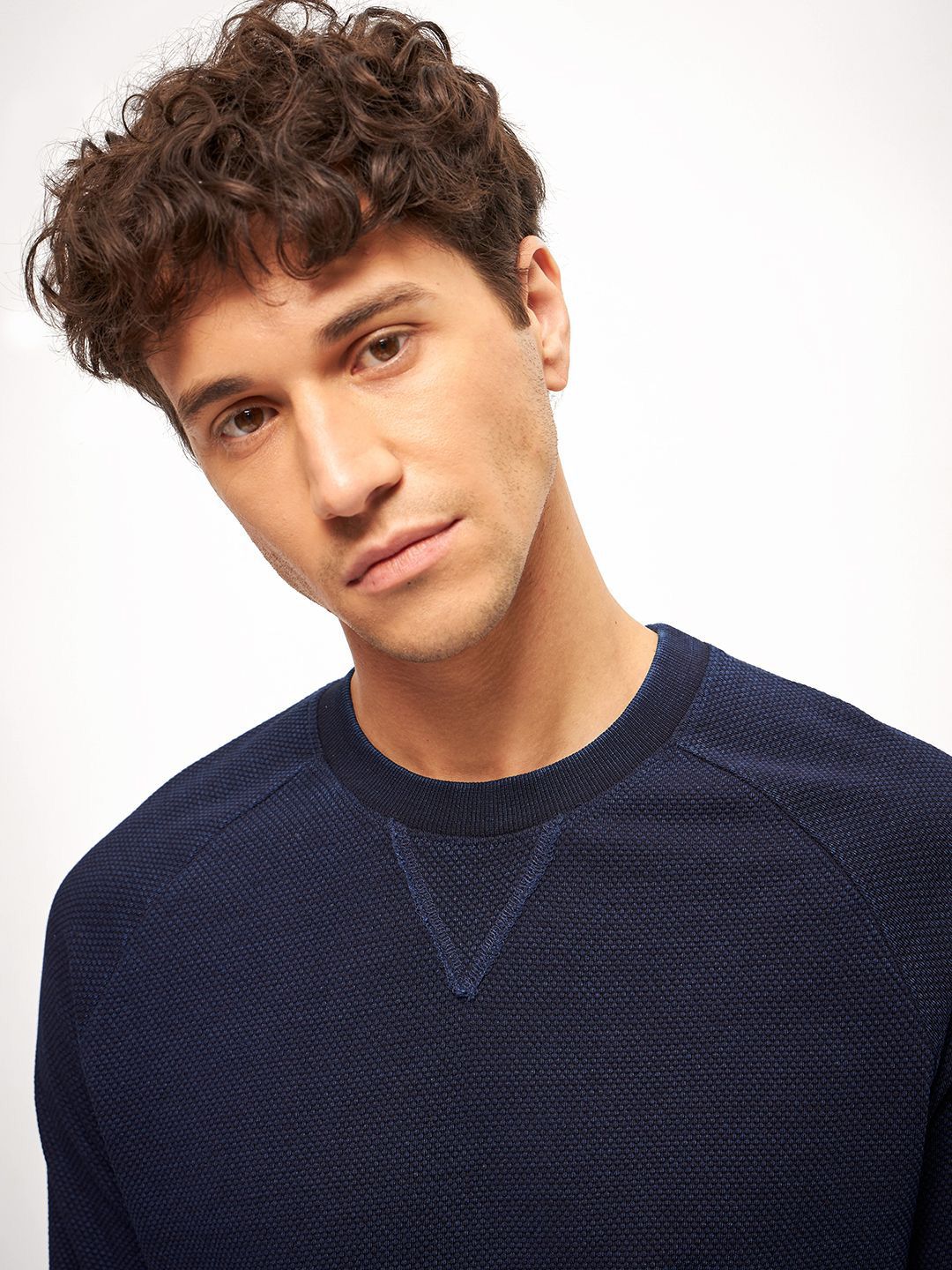 THE BEAR HOUSE Men Crew Neck Self-Design Pullover Sweater