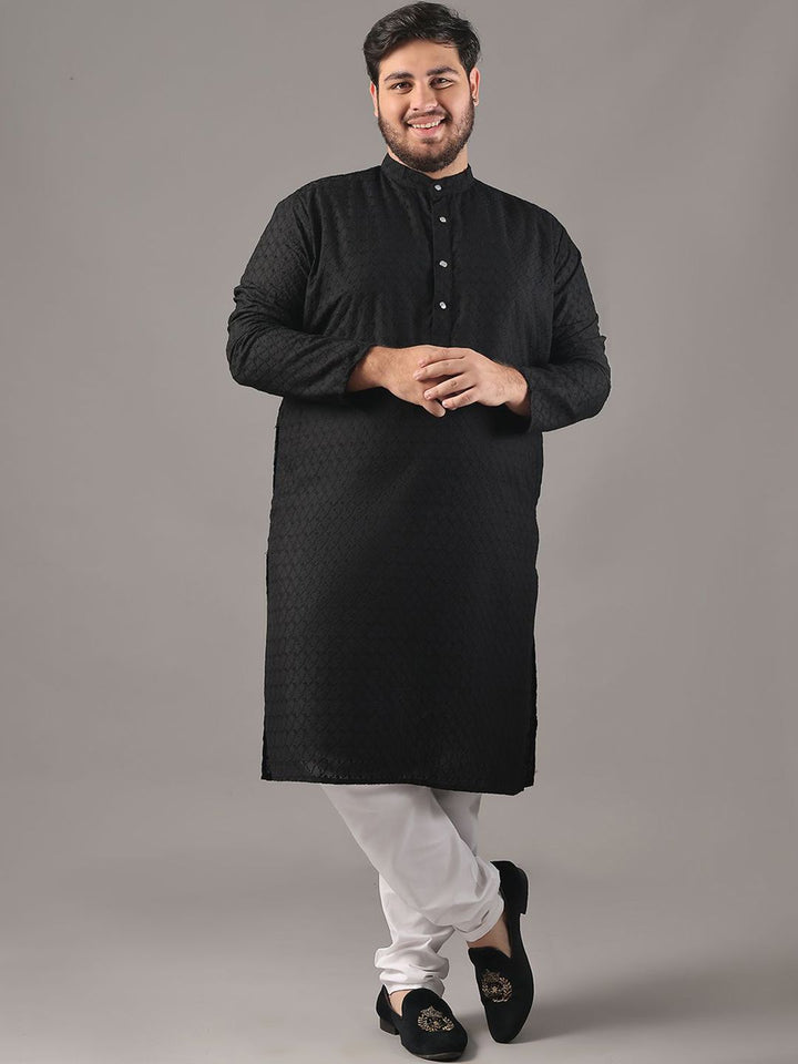 SOJANYA PLUS Plus Size Men Ethnic Motifs Embroidered Pure Cotton Kurta With Pyjamas