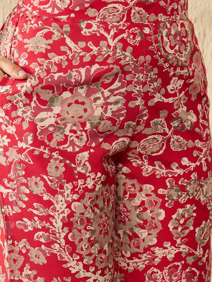 KALINI Floral Printed V Neck Top & Trousers