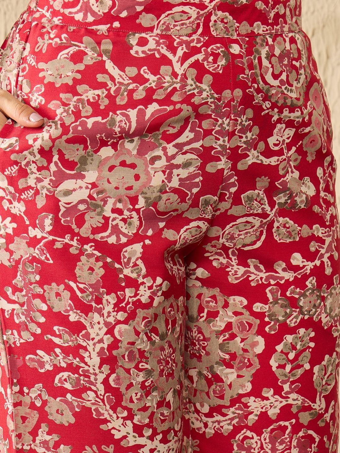 KALINI Floral Printed V Neck Top & Trousers