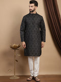 Anouk Printed Pure Cotton Mandarin Collar Lengan Panjang Kurta Lurus dengan Churidar