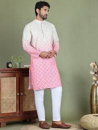 Jompers Geometric Printed Band Collar Straight Kurta With Trouser