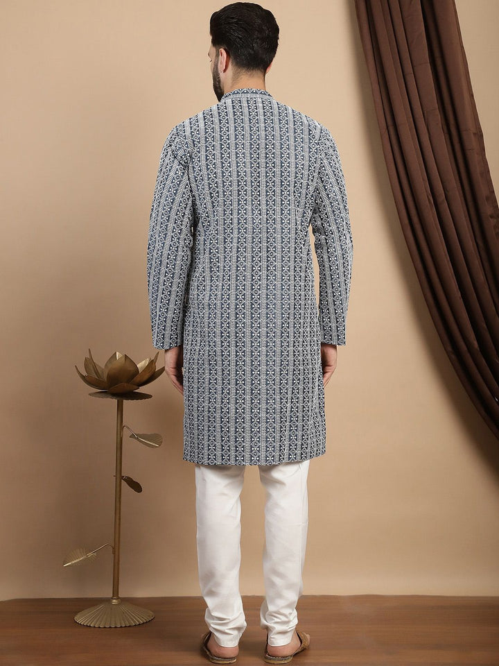 Anouk Ethnic Motifs Embroidered Regular Pure Cotton Straight Kurta With Churidar