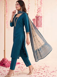 Mamicha Women Ethnic Motifs Thread Work Kurta with Trousers & With Dupatta