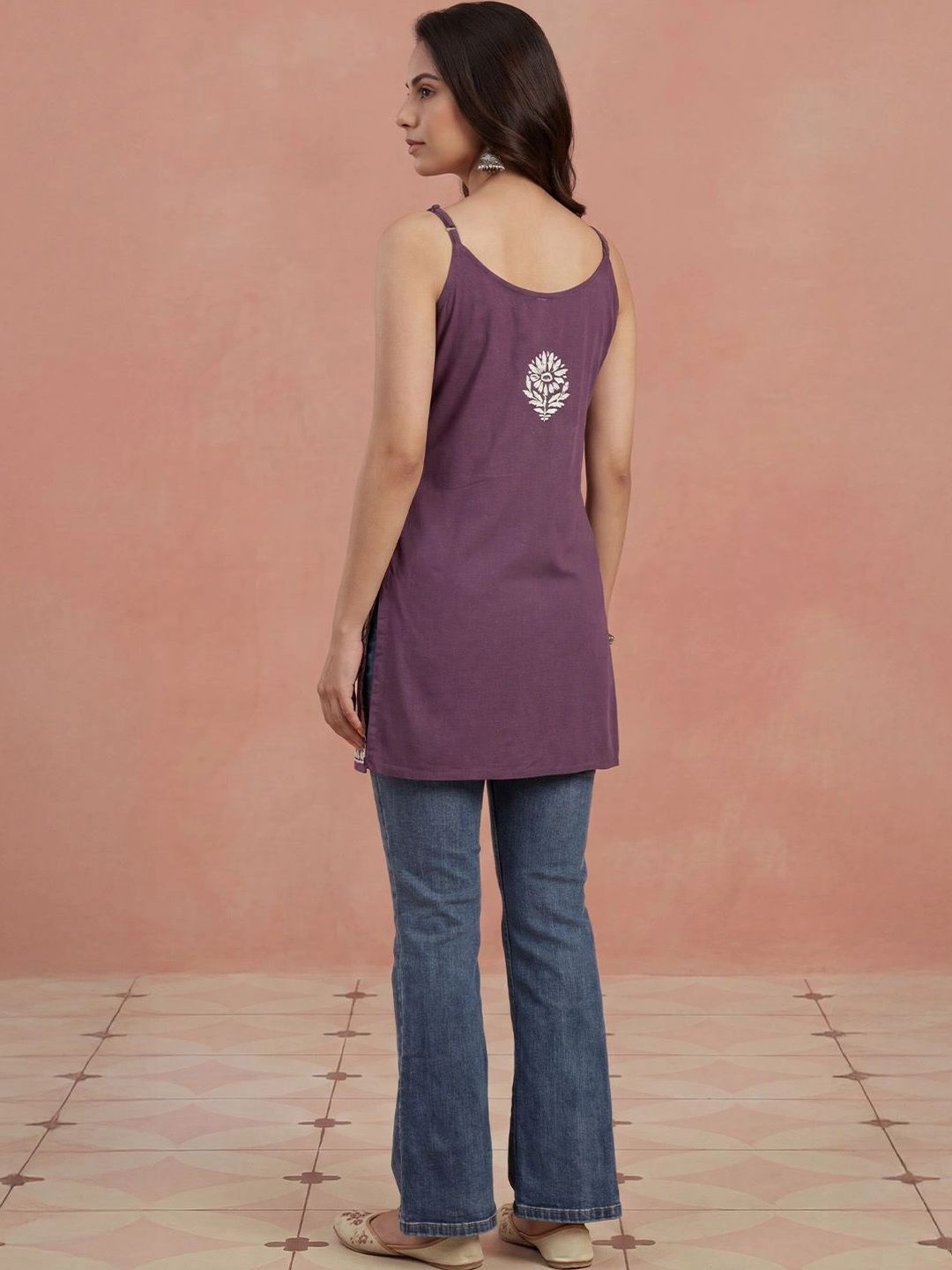 Kurta Sulam Benang Sulam Wanita Rumah Chikankari