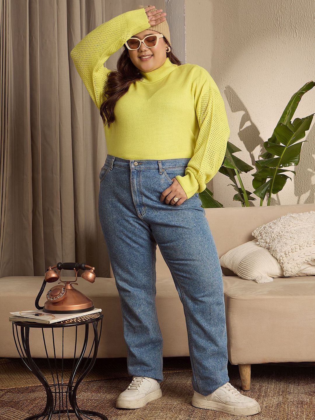 Berrylush Curve Women Plus Size Turtle Neck Pullover Sweater
