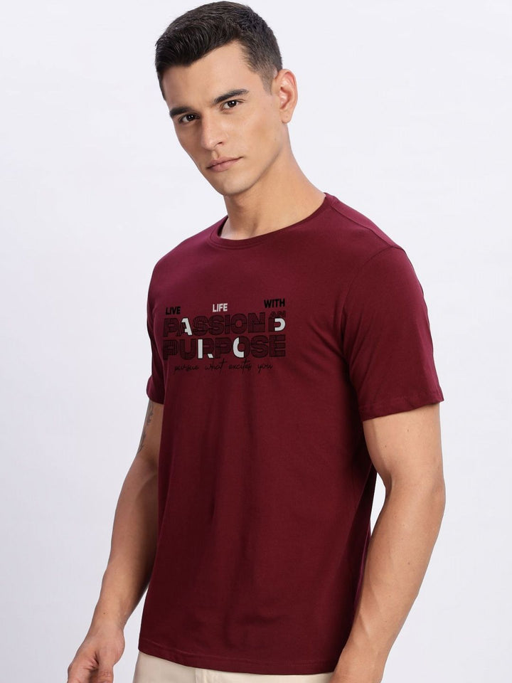 ADRO Men Typography Printed Round Neck Cotton T-shirt