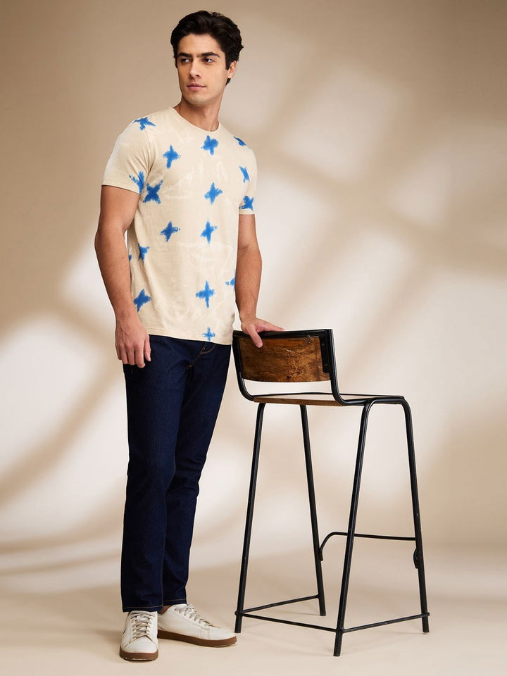 Being Human Men Conversational Printed Round Neck Cotton T-shirt