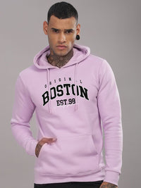 ADRO Men Typography Printed Hood Cotton Pullover Ribbed Sweatshirt
