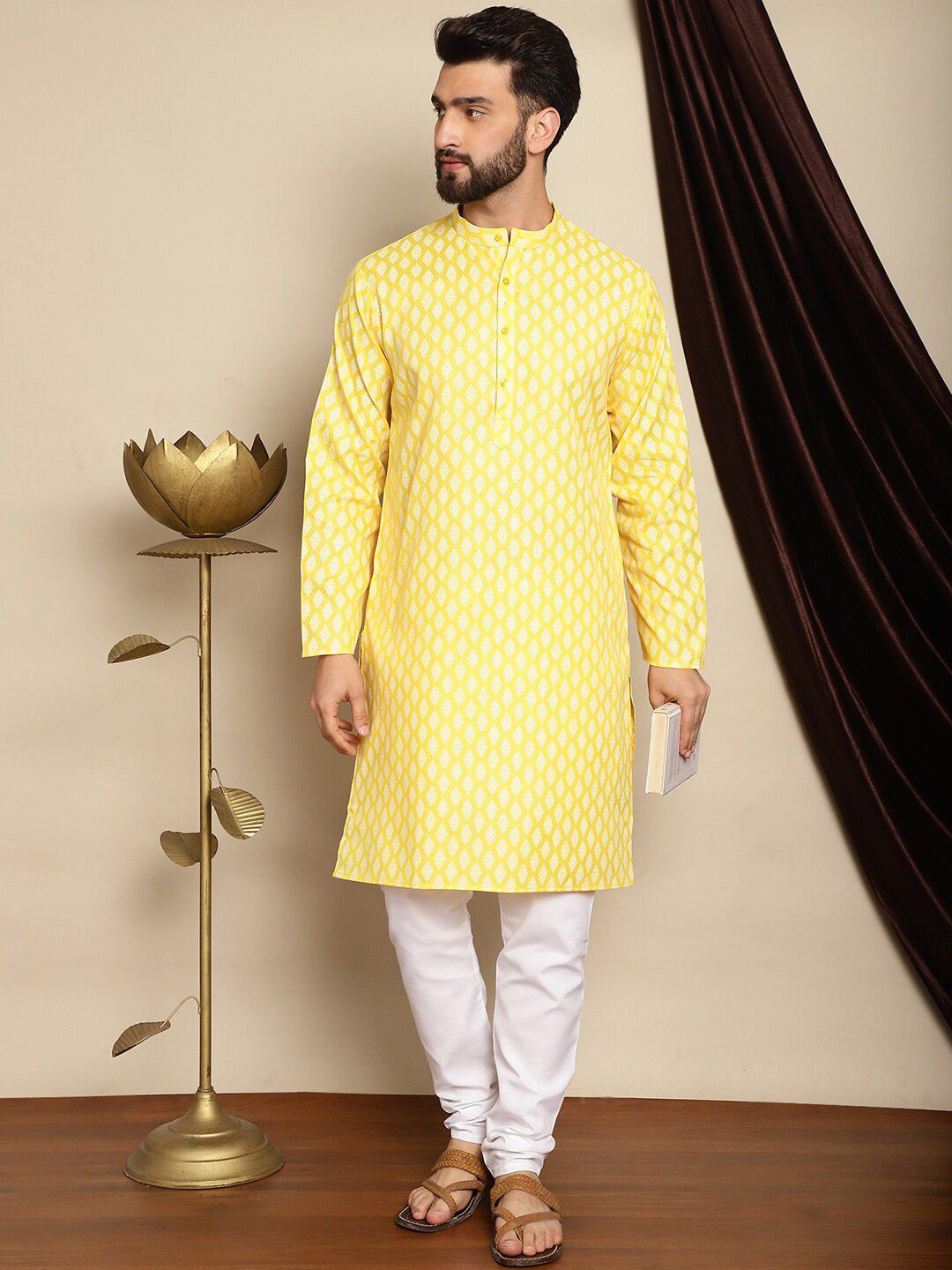 Motif Etnik Anouk Bercetak Kurta Kolar Mandarin Dengan Churidar