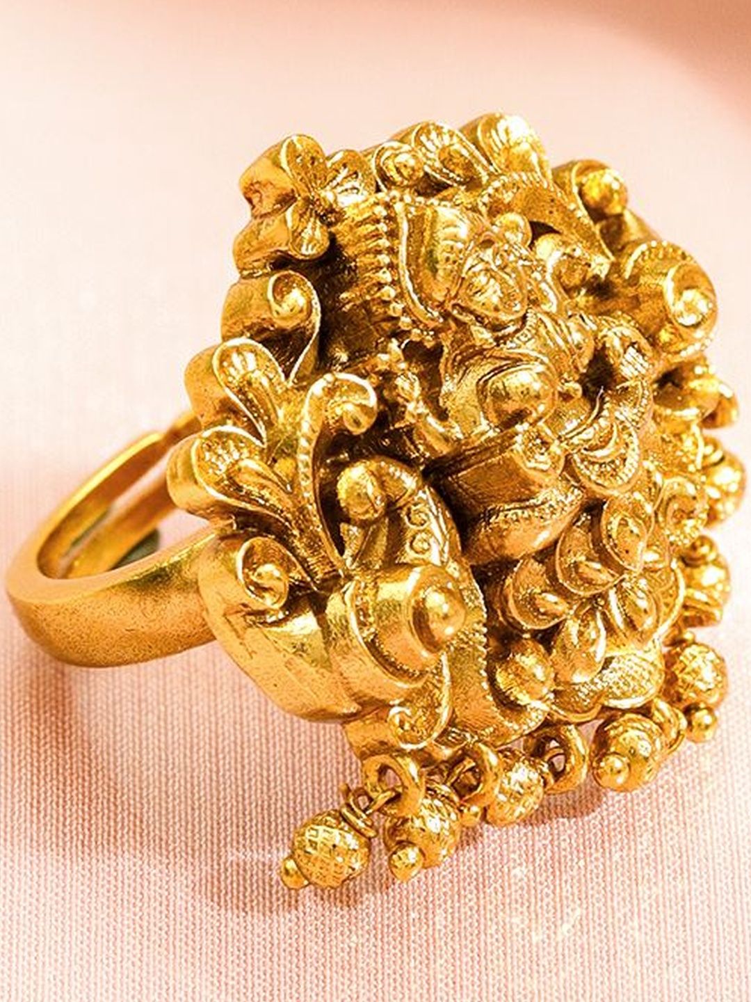 Rubans 18K Gold-Plated Goddess Lakshmi Cincin Jari Penyesuaian