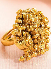 Rubans 18K Gold-Plated Goddess Lakshmi Cincin Jari Penyesuaian