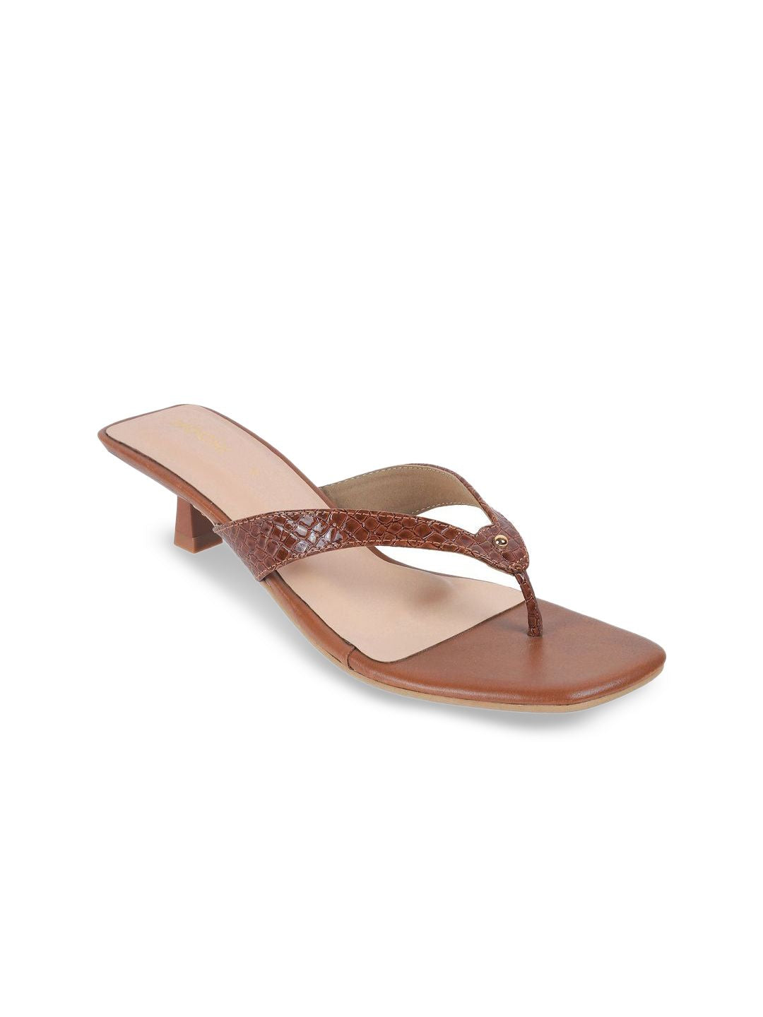 Mochi Women Colourblocked Open Toe Kitten Heel Sandals