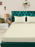 Myntra Elegant Homes Berwarna Krim & Berjalur Putih Cadar 300 TC King dengan 2 Sarung Bantal