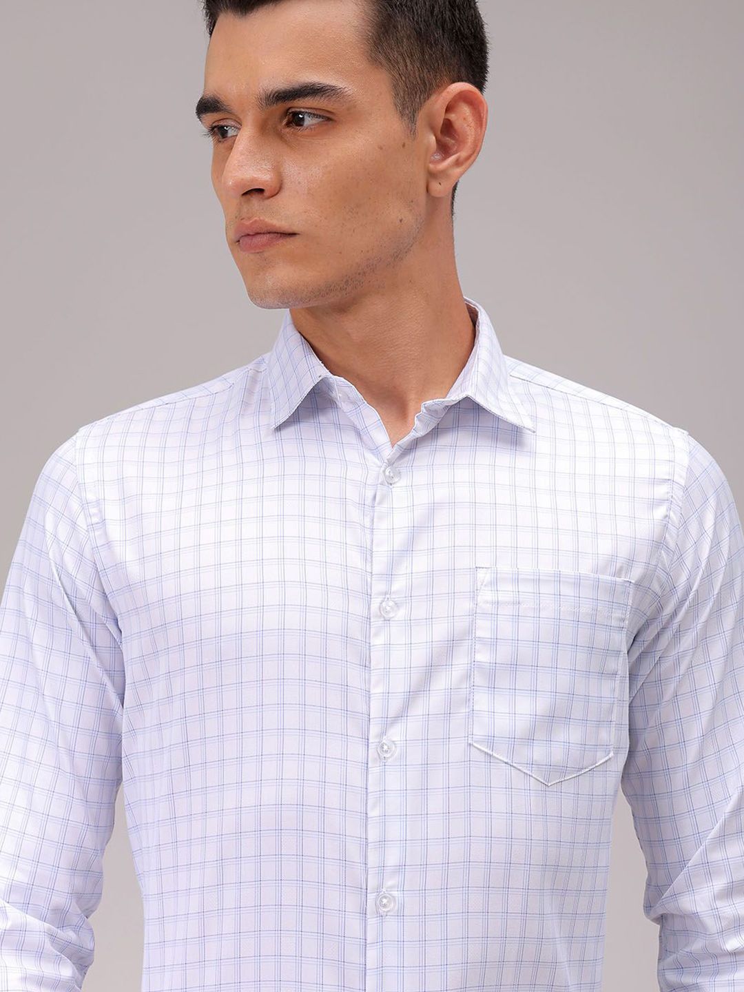 The Indian Garage Co. X Luxe Men Cutaway Collar Checked Slim Fit Formal Shirt
