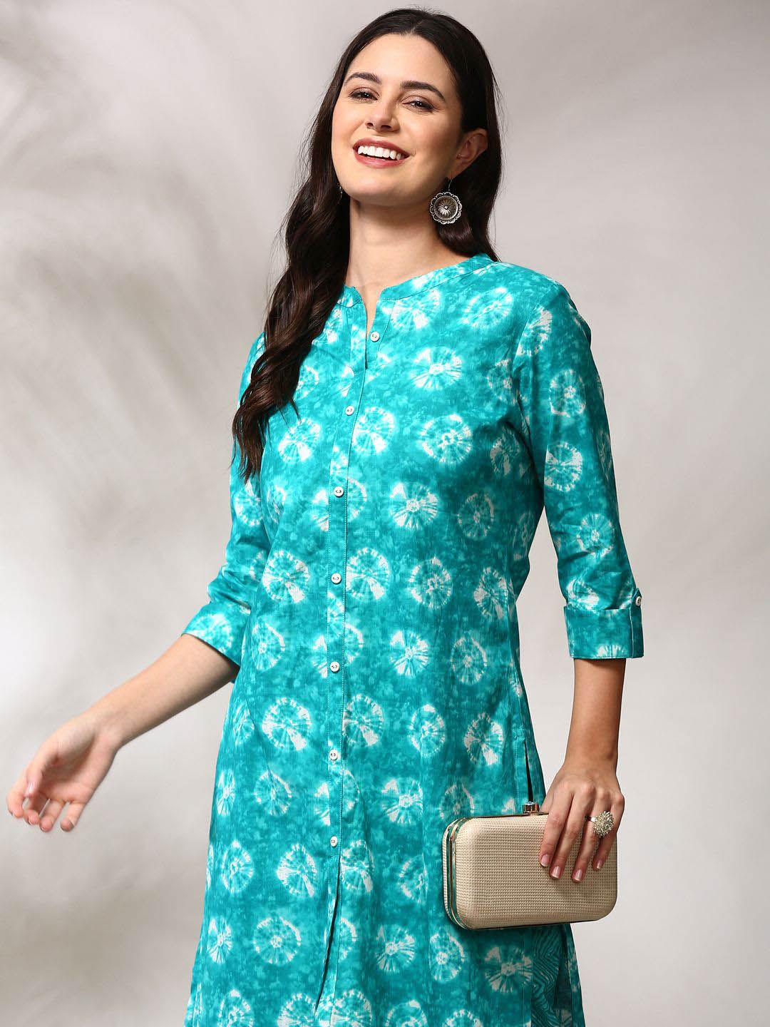 Anouk Floral Printed Regular Straight Kurta with Trousers