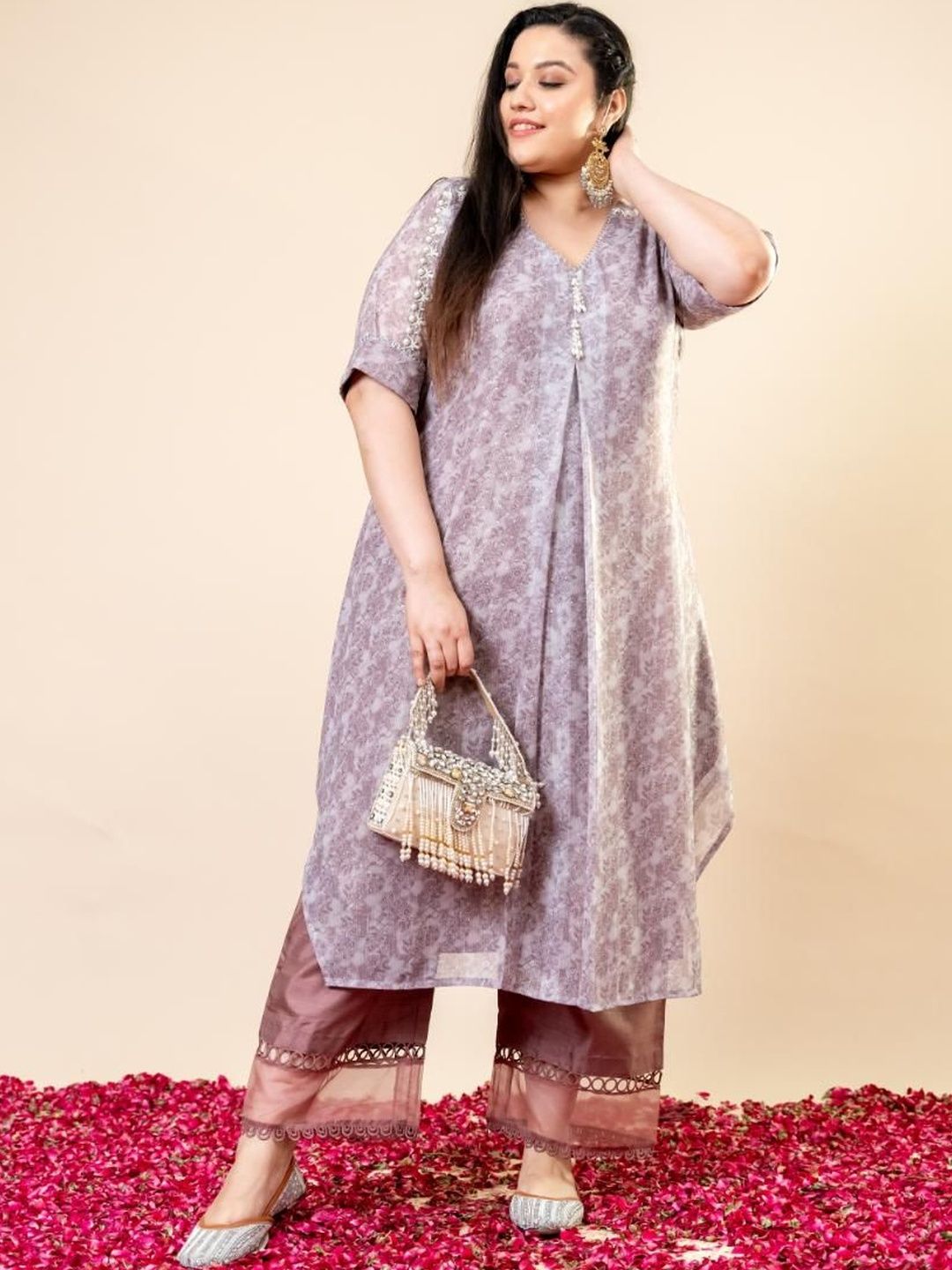 Set Co-Ords Kaftan & Seluar Bercetak Mamicha