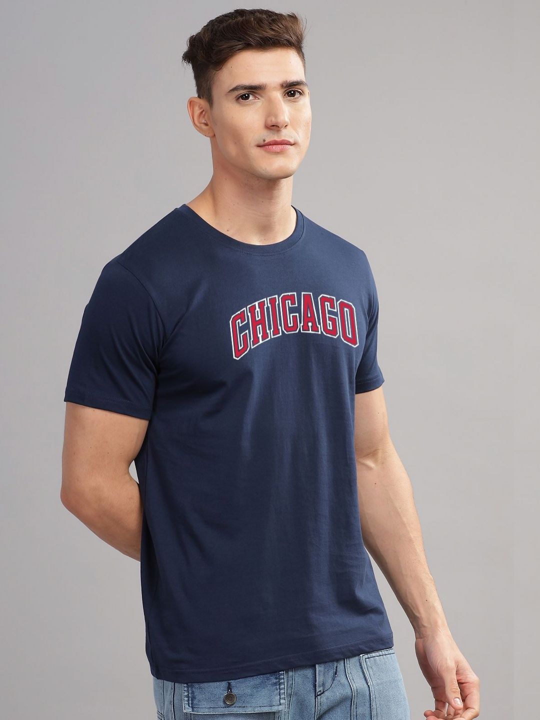ADRO Men Typography Printed Applique T-shirt