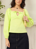 DressBerry Dobby Delight Smocked Puff Sleeve Top