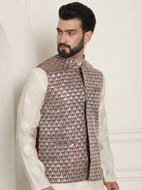 SOJANYA LUXE Men Embroidered Mandarin Collar Nehru Jackets