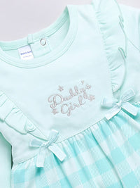 Moms Love Infant Girls Checked Pure Cotton Rompers With Ruffle Detail