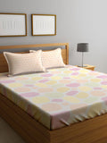 Myntra Elegant Homes White Abstract 300 TC Fitted King Fine Bedsheet with 2 Pillow Covers
