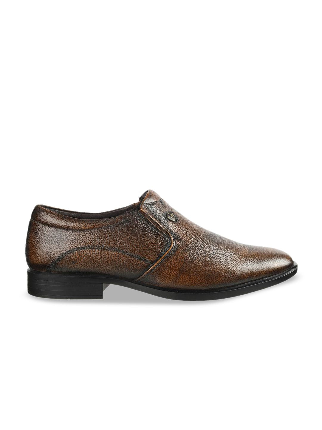 Metro Men Textured Leather Formal Slip-On Shoes