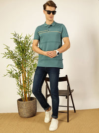 Thomas Scott Men Striped Polo Collar Cotton T-shirt