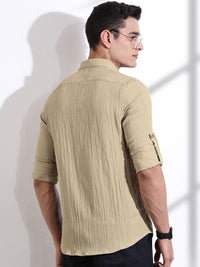 Thomas Scott Men Classic Slim Fit Opaque Casual Shirt