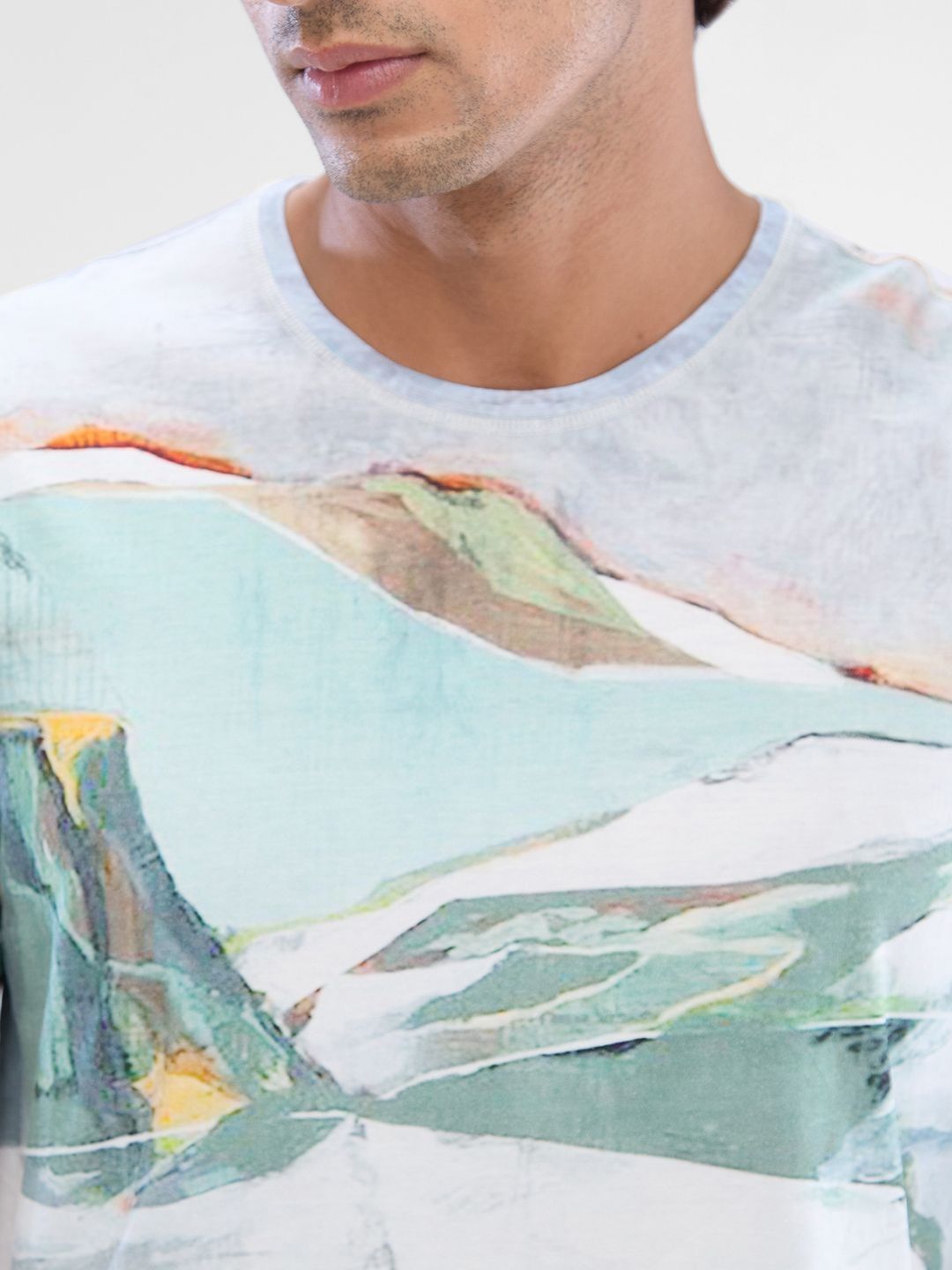 SPYKAR Men Abstract Printed Round Neck Cotton T-shirt
