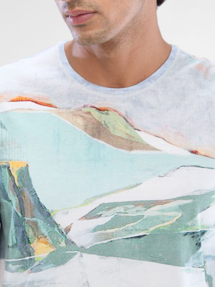 SPYKAR Men Abstract Printed Round Neck Cotton T-shirt
