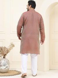 SOJANYA PLUS Ethnic Motifs Woven Design Jacquard Straight Kurta With Pyjama