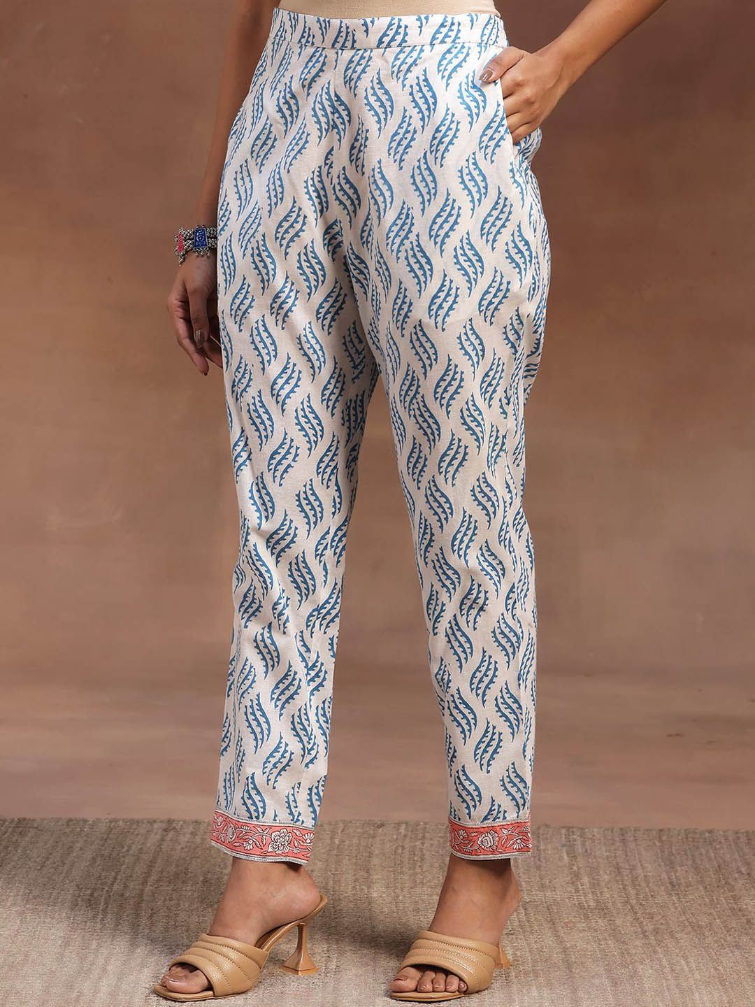 Libas Printed Regular Gotta Patti Pure Cotton Straight Kurta with Trousers & Dupatta