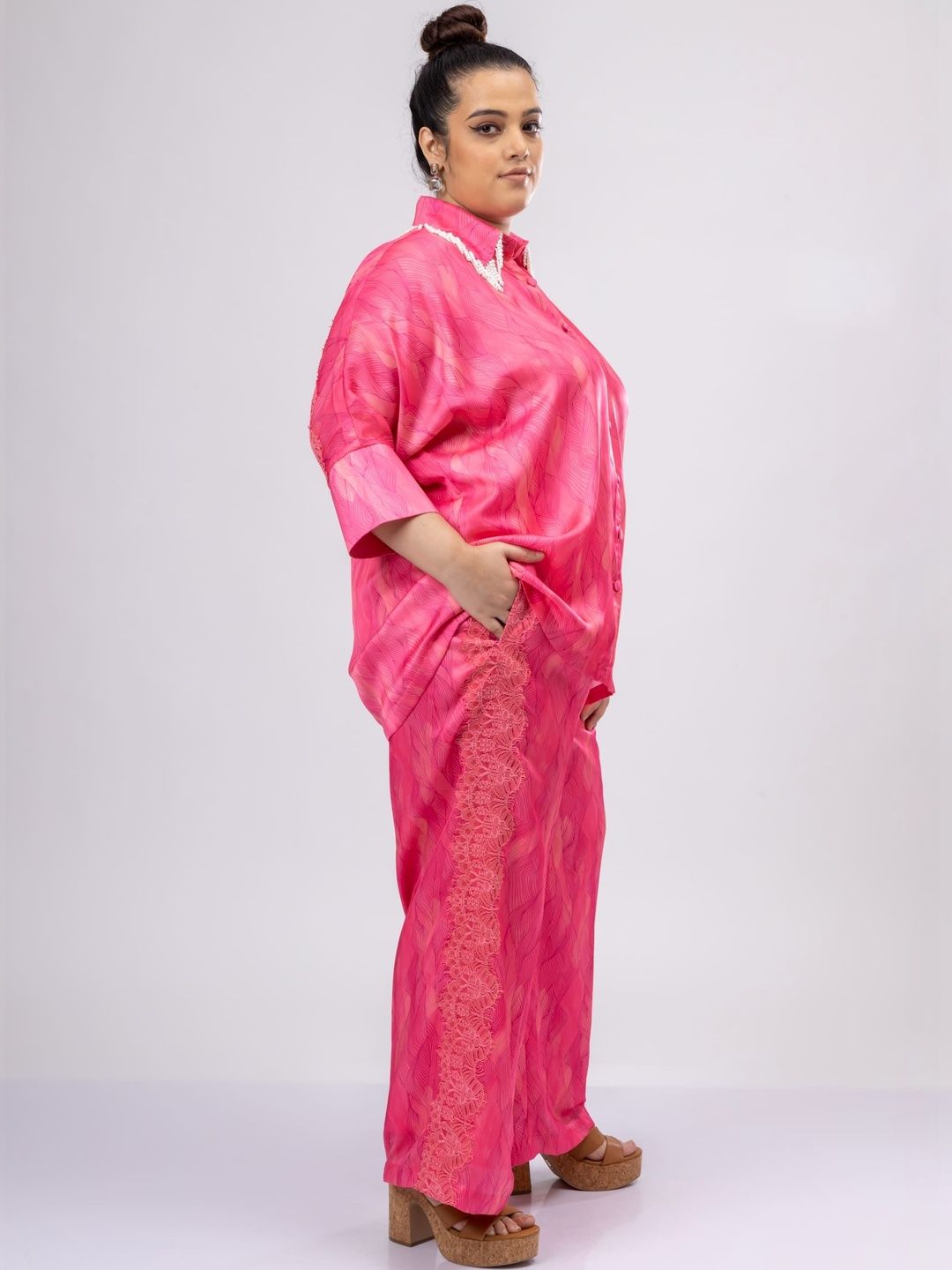 Mamicha Printed Shirt Collar Shirt & Trousers Co-Ords
