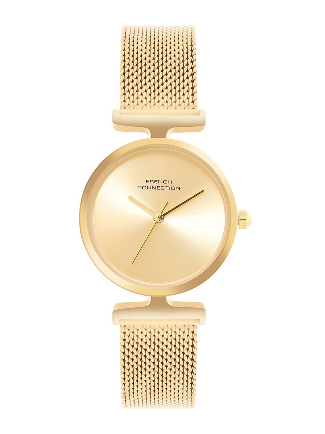 French Connection Women Round Dial & Stainless Steel Textured Straps Analogue Watch FCU7GM