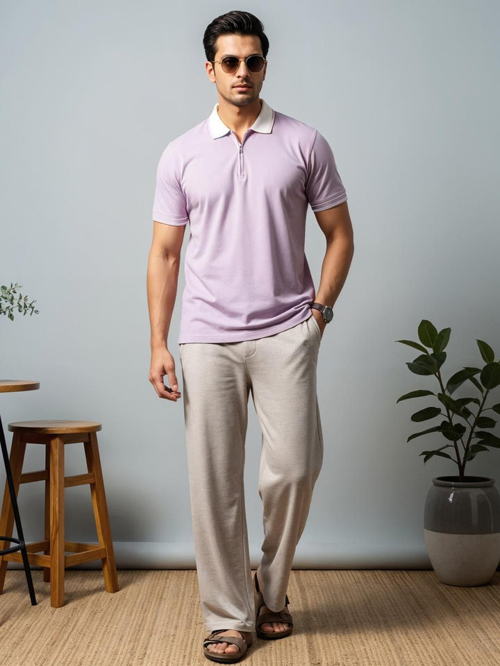 ADRO Men Lavender Cotton Tshirts