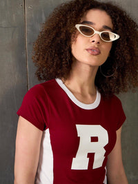 SASSAFRAS Colourblocked Round Neck Short Sleeve Cotton Slim Fit T-shirt
